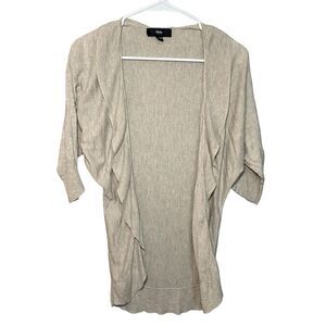 Mossimo Open Front Cardigan Women Size XS Cream Ruffle Knit Preppy Academia Y2K